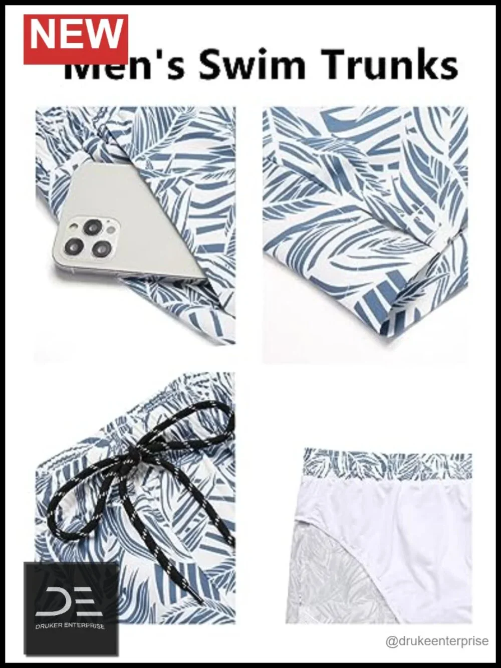 Quick Dry Board Shorts Swim Trunks with Mesh Brief Lining